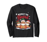 Respect The Beard Christmas Reptile Pogona Bearded Dragon Long Sleeve T-Shirt