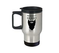 Respect the Beard Coffee Travel Mug, Insulated Stainless Steel Tumbler, Cool Funny Mug for Men