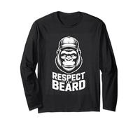 Respect The Beard Gorilla Beard Humor for Bearded Men Long Sleeve T-Shirt