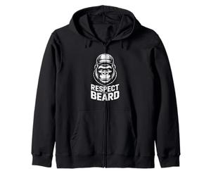 Respect The Beard Gorilla Beard Humor For Bearded Men Zip Hoodie