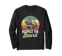 Respect The Beard Vintage Sunset Bearded Dragon Lizard Lover Long Sleeve T-Shirt