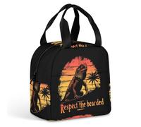 Respect The Bearded Dragon Portable Insulated Lunch Bag Adults Picnic Tote Cool Bag Travel Work