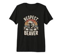 Respect The Beaver Funny Hunting Wildlife Retro Premium T-Shirt