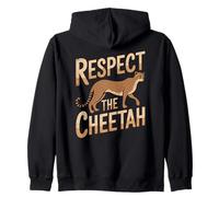 Respect The Cheetah, Majestic Big Cat and Wild Animal Lover Zip Hoodie