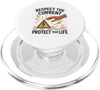 Respect the Current, Protect Your Life - Electrical Safety PopSockets PopGrip for MagSafe