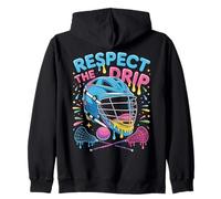 Respect The Drip Lacrosse Stick Player Kids Dripping Lax Zip Hoodie
