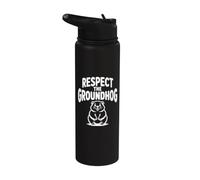 Respect The Groundhog Funny Pun for Groundhog Day Stainless Steel Insulated Water Bottle