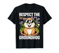 Respect The Groundhog Funny Woodchuck Groundhog Day Kids T-Shirt