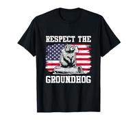 Respect The Groundhog USA American Flag Groundhog Day T-Shirt