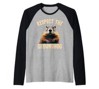 Respect the Groundhog Woodchuck Photo for Ground-Hog Lover Raglan Baseball Tee