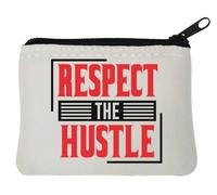 Respect The Hustle Red Graphic Neoprene Coin Purse Pouch 10x11cm White