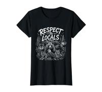Respect The Local Cryptids Folklure Funny Bigfoot Alien Value Graphic T-Shirt, Women, Black, L