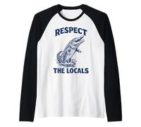 Respect The Locals Alligator Wildlife Nature Lover Raglan Baseball Tee