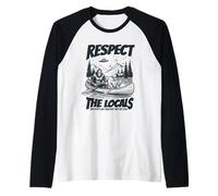 Respect The Locals Bigfoot Alien Canoe Paddling Raglan Baseball Tee