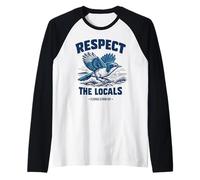 Respect The Locals Florida Scrub-Jay Birdwatcher Bird Lover Raglan Baseball Tee
