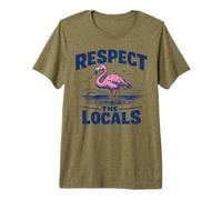 Respect The Locals Pink Flamingo Birdwatcher Bird Lover Premium T-Shirt