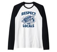 Respect The Locals Sea Turtle Ocean Life Beach Lover Raglan Baseball Tee