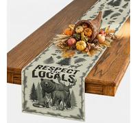 Respect The Locals Wildlife Quote Bear Autumn Table Runner 13x108 Inch