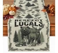Respect The Locals Wildlife Quote Bear Autumn Table Runner 13x72 Inch