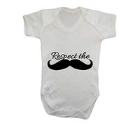Respect The Moustache Baby Grow Vest, 6-12 Months, White