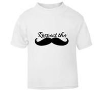 Respect The Moustache Short Sleeve Cotton Toddler t Shirt, 1-2 Years, White