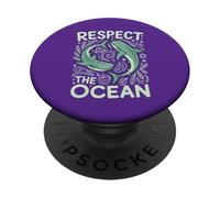 Respect The Ocean Marine Biology Shark Whale Conservation PopSockets Adhesive PopGrip