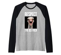 Respect The Ostrich Funny Animal Lover Safari Zookeeper Meme Raglan Baseball Tee