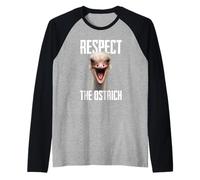 Respect The Ostrich Funny Zookeeper Safari Meme Animal Lover Raglan Baseball Tee