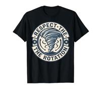 Respect The Rotation Storm Chaser Tornado Weather Badge Value Graphic T-Shirt, Men, Black, M