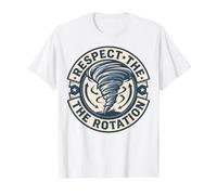 Respect The Rotation Storm Chaser Tornado Weather Badge Value Graphic T-Shirt, Men, White, M