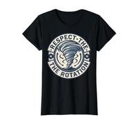 Respect The Rotation Storm Chaser Tornado Weather Badge Value Graphic T-Shirt, Women, Black, L