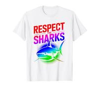 Respect the Sharks Ocean Conservation Colorful Design T-Shirt