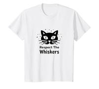Respect The Whiskers Cat Lover Graphic T-Shirt, Kids, White, 6 Years