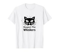 Respect The Whiskers Cat Lover Graphic T-Shirt, Men, White, M