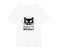 Respect The Whiskers Cat Lover Graphic T-Shirt, Women's Plus, White, 1X