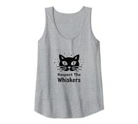 Respect The Whiskers Cat Lover Graphic Tank Top, Women, Heather Grey, L