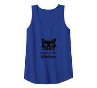 Respect The Whiskers Cat Lover Graphic Tank Top, Women, Royal Blue, L