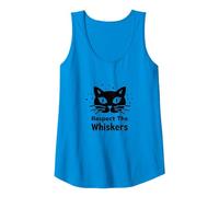 Respect The Whiskers Cat Lover Graphic Tank Top, Women, Sapphire, XXL