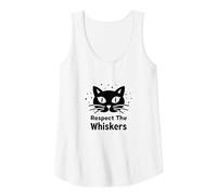 Respect The Whiskers Cat Lover Graphic Tank Top, Women, White, S
