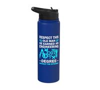 Respect This Old Man He Has an Engineering Degree Funny Stainless Steel Insulated Water Bottle