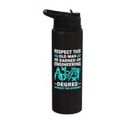 Respect This Old Man He Has an Engineering Degree Funny Stainless Steel Insulated Water Bottle