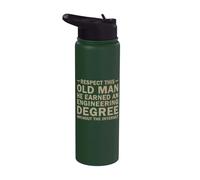 Respect This Old Man He Has an Engineering Degree Funny Stainless Steel Insulated Water Bottle