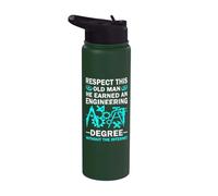 Respect This Old Man He Has an Engineering Degree Funny Stainless Steel Insulated Water Bottle