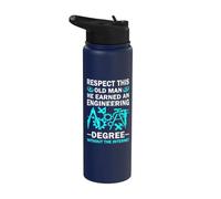 Respect This Old Man He Has an Engineering Degree Funny Stainless Steel Insulated Water Bottle