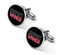 Respect Women Shirt Cufflinks for Men Cuff Links Tie Father Husband Wedding Business 1.7cm