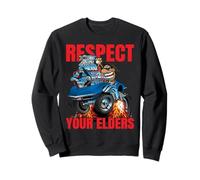 Respect Your Elders Funny Classic Car Cartoon Illustration Sweatshirt