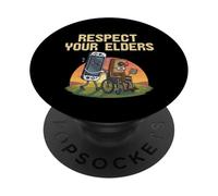 Respect Your Elders Funny Retro Gaming Video Game Men Women PopSockets Adhesive PopGrip