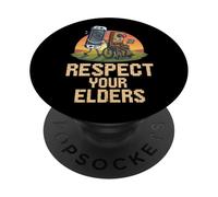 Respect Your Elders Funny Retro Gaming Video Game Men Women PopSockets Adhesive PopGrip