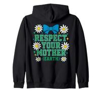 Respect Your Mom Earth Environmental Activism Retro Desig Zip Hoodie
