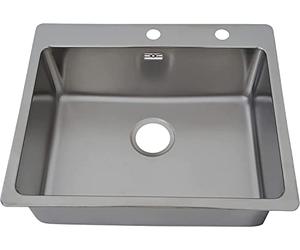 Respekta Chicago Stainless Steel Sink / 1 Basin Built-in Sink 60 x 50 cm/Stainless Steel Sink Suitable for Base Cabinets from 60 cm Wide
